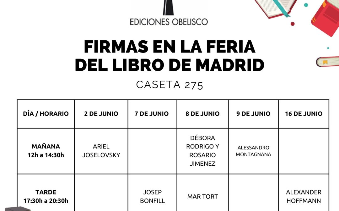 Firmas de los autores de Obelisco, Picarona y Ob Stare en la Feria del libro de Madrid